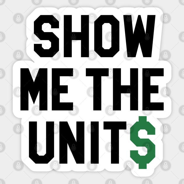 Show Me The Units - White Sticker by KFig21